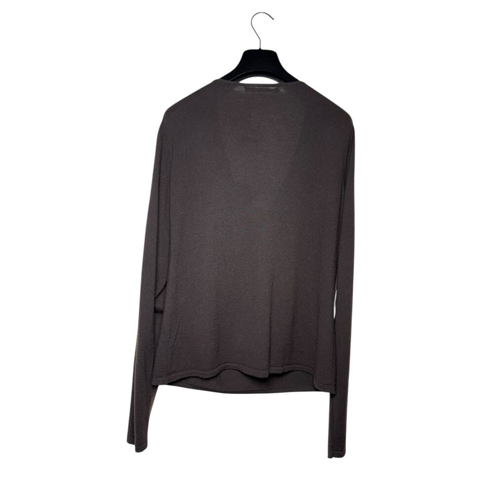 Naeem Khan NWT Brown Cashmere V-Neck Sweater Black Floral Applique XL - Picture 3 of 11
